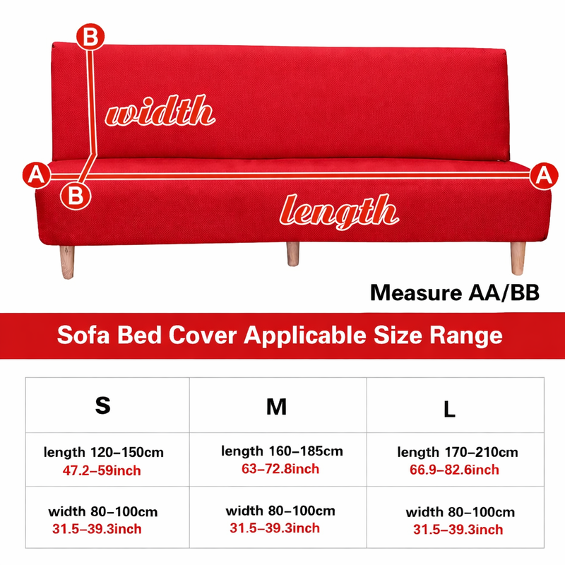 Anyseat Red Armless Futon Slipcover – Stretch Sofa Bed Protector with Ruffle Skirt
