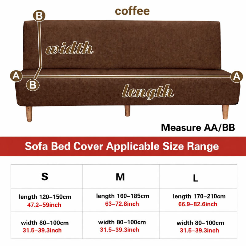 Anyseat Coffee Armless Futon Slipcover – Stretch Sofa Bed Protector with Ruffle Skirt