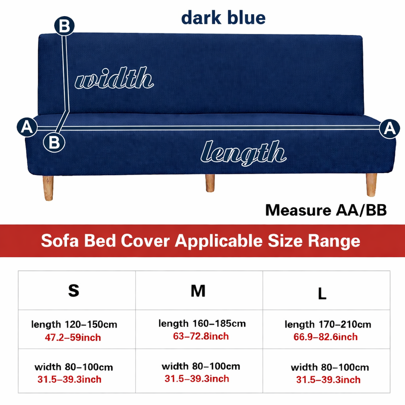 Anyseat Dark Blue Armless Futon Slipcover – Stretch Sofa Bed Protector with Ruffle Skirt