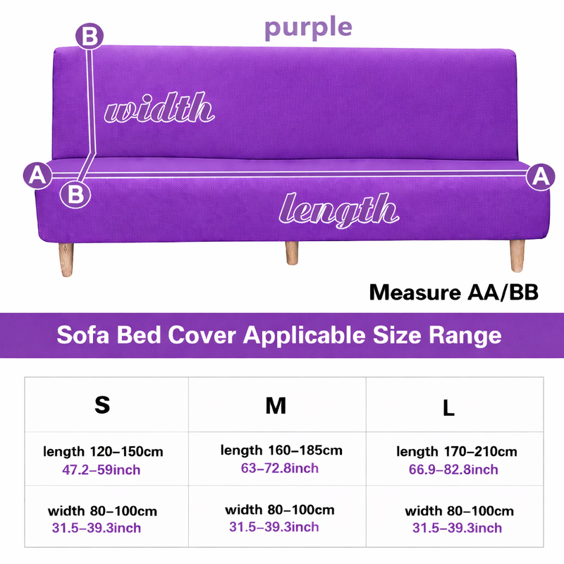 Anyseat Purple Armless Futon Slipcover – Stretch Sofa Bed Protector with Ruffle Skirt