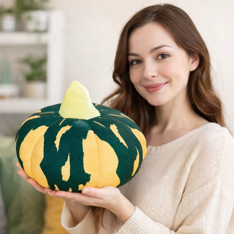 Anypillow Pumpkin Cushion – Soft Plush Green Yellow Decorative Pillow