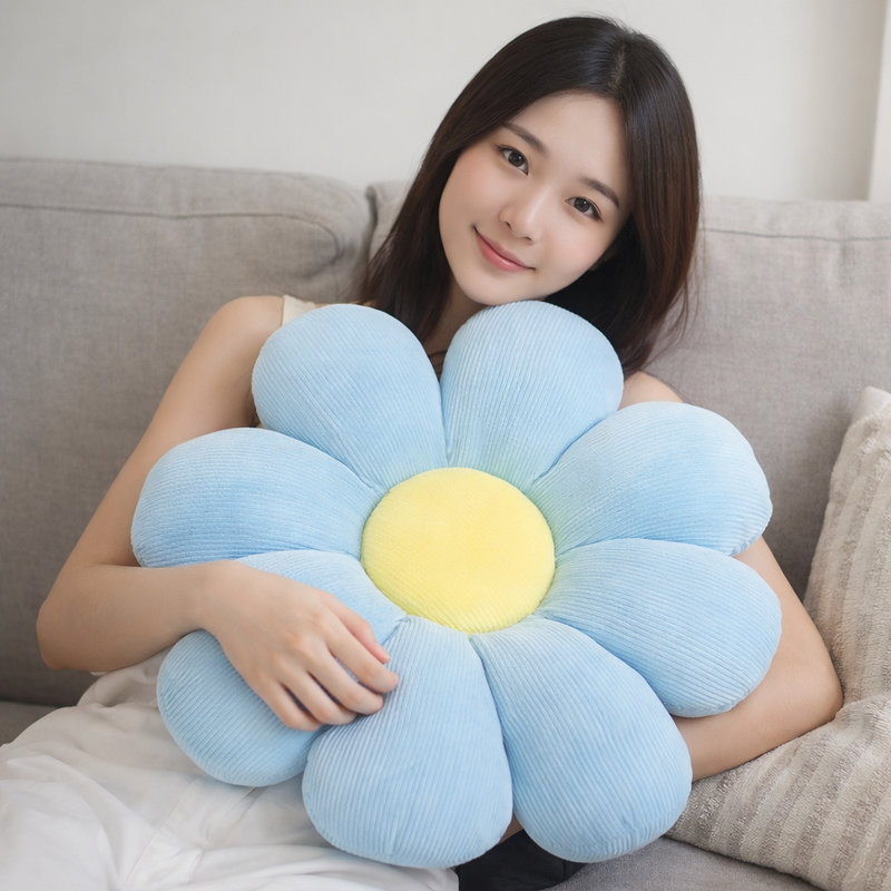 Anypillow Blue Daisy Throw Pillow – Soft Plush Decorative Cushion