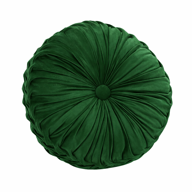 Anyhouz Round Pleated Velvet Pillow – Soft Plush Cushion with Filling