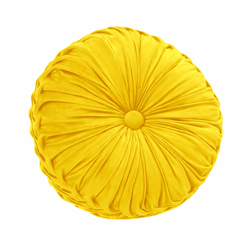 Anyhouz Round Pleated Velvet Pillow – Soft Plush Cushion with Filling
