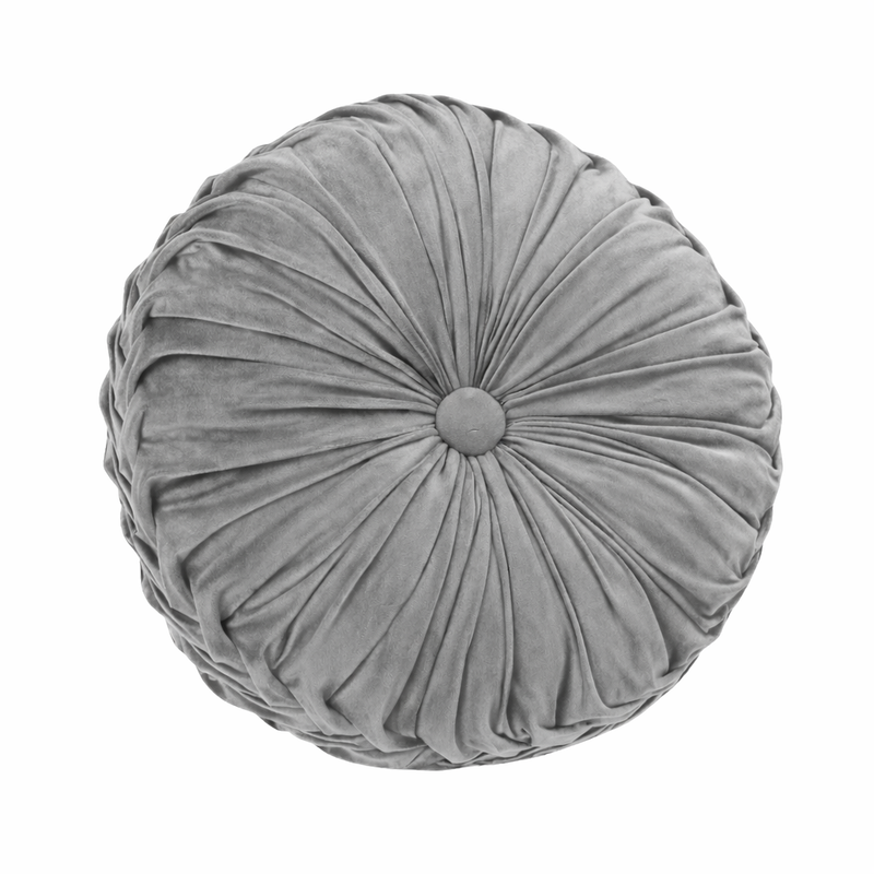 Anyhouz Round Pleated Velvet Pillow – Soft Plush Cushion with Filling