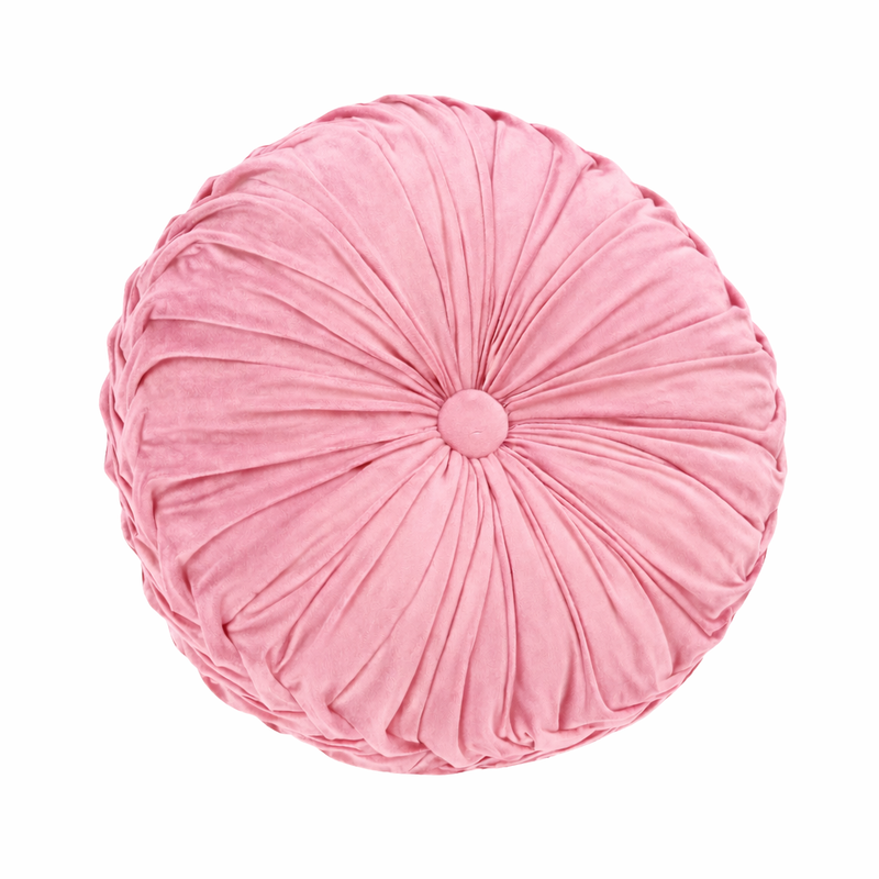 Anyhouz Round Pleated Velvet Pillow – Soft Plush Cushion with Filling