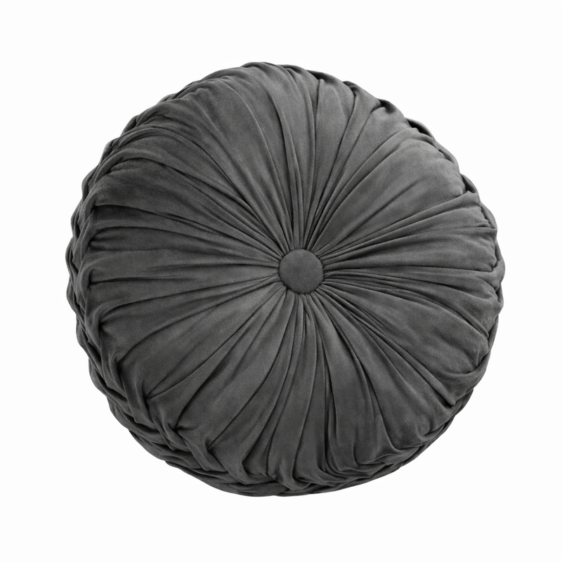 Anyhouz Round Pleated Velvet Pillow – Soft Plush Cushion with Filling