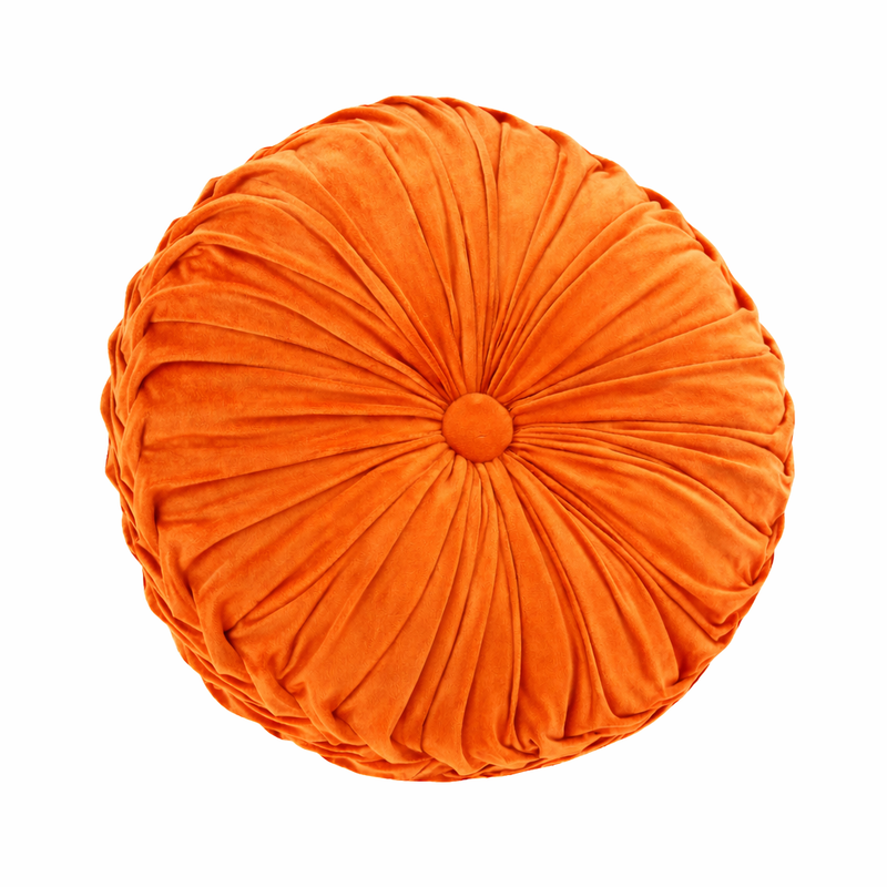 Anyhouz Round Pleated Velvet Pillow – Soft Plush Cushion with Filling
