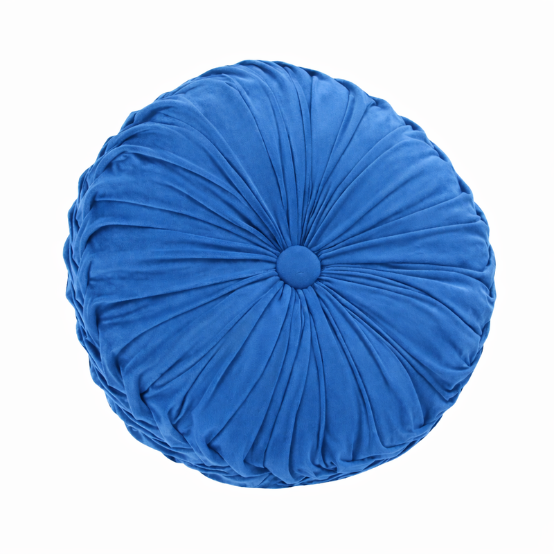 Anyhouz Round Pleated Velvet Pillow – Soft Plush Cushion with Filling