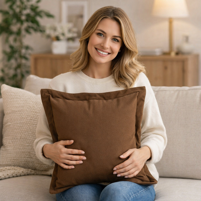 Anypillow Brown Plain Decorative Cushion Cover – Soft Throw Pillowcase for Sofa & Bed