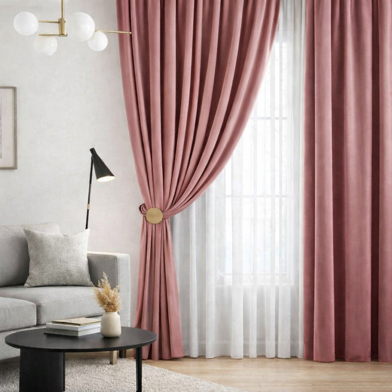 Anydrape Dark Peach Velvet Blackout Curtains – High‑Quality Modern Luxury Drapes for Living Room, Bedroom & Dining Windows
