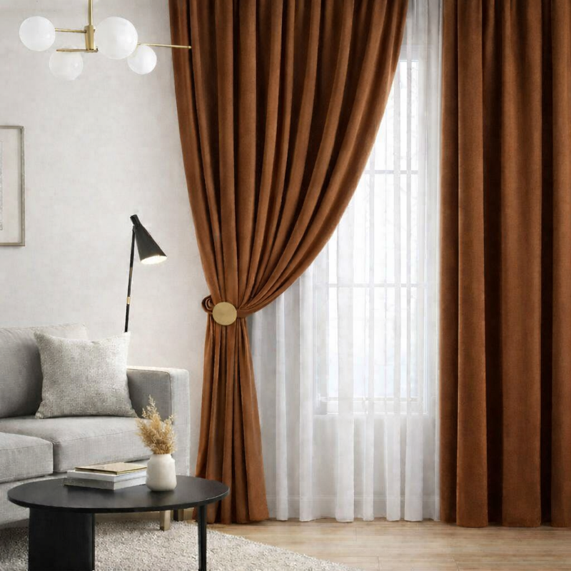 Anydrape Umber Velvet Blackout Curtains – High‑Quality Modern Luxury Drapes for Living Room, Bedroom & Dining Windows