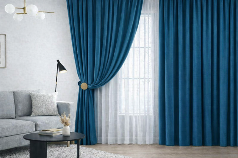 Anydrape Ocean Blue Velvet Blackout Curtains – High‑Quality Modern Luxury Drapes for Living Room, Bedroom & Dining Windows