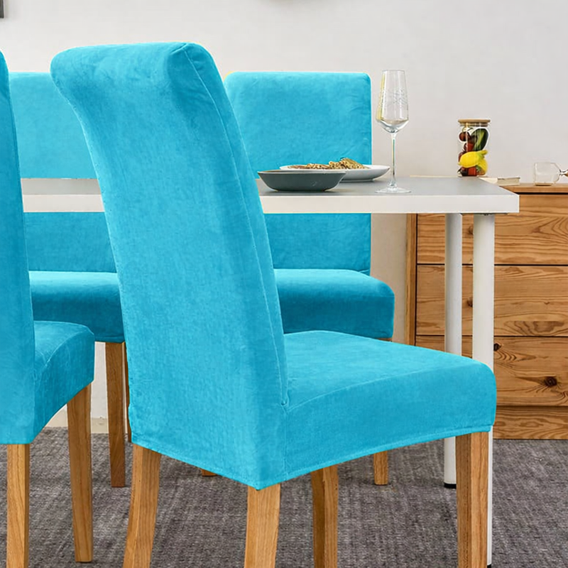 Anyseat Cyan Velvet Dining Chair Cover – Plush Stretchable Slipcover for Kitchen & Dining Room Chairs