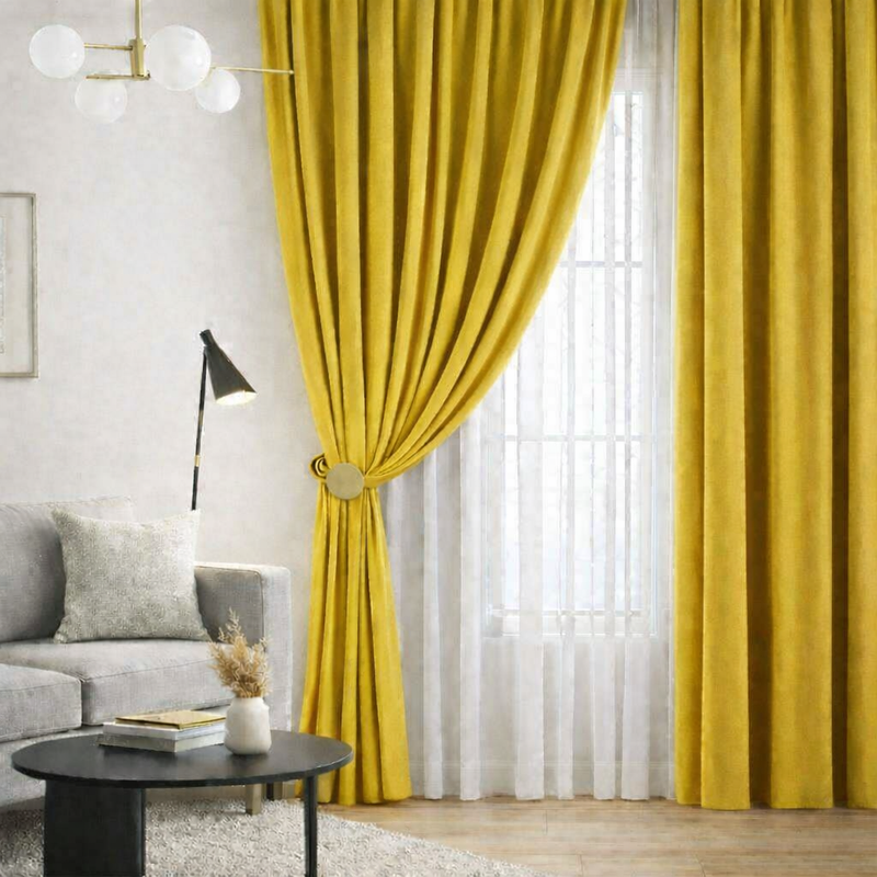 Anydrape Yellow Velvet Blackout Curtains – High‑Quality Modern Luxury Drapes for Living Room, Bedroom & Dining Windows