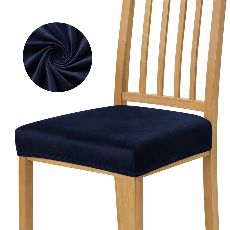 Anyseat Dark Navy Velvet Dining Chair Cover – Plush Stretchable Slipcover for Kitchen & Dining Room Chairs