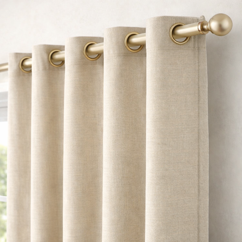Anydrape Beige Luxury Retro Curtains – Modern Textured Drapes for Living Room, Bedroom & Dining Decor
