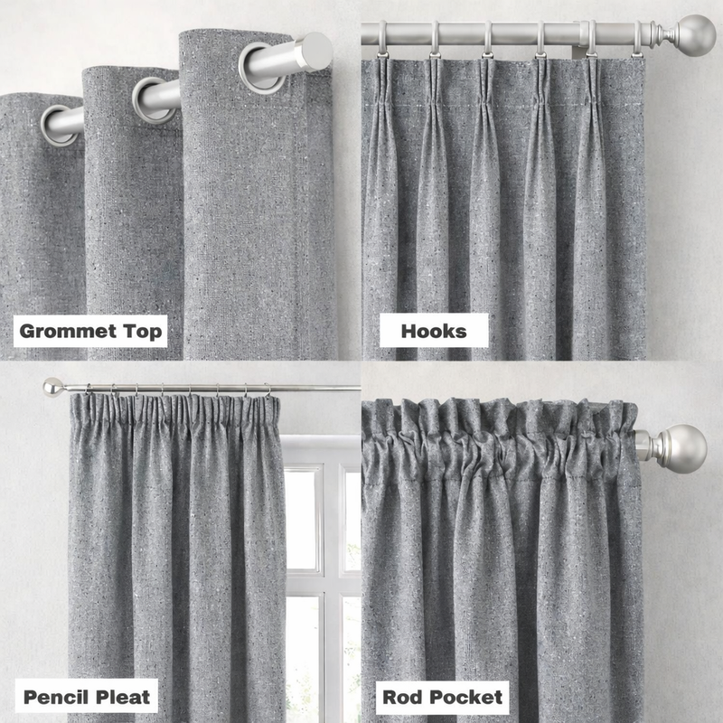 Anydrape Grey Luxury Retro Curtains – Modern Textured Drapes for Living Room, Bedroom & Dining Decor