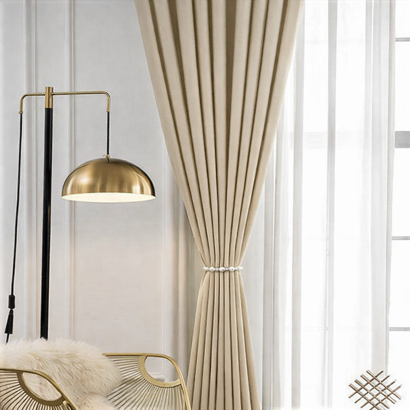 Anydrape Plain Beige Luxury Curtains – Modern Textured Drapes for Living Room, Bedroom & Dining Decor