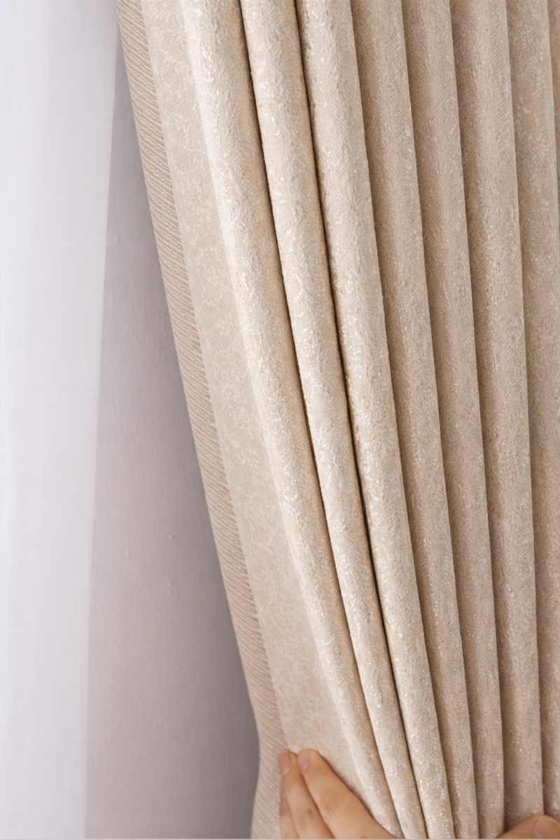 Anydrape Plain Beige Luxury Curtains – Modern Textured Drapes for Living Room, Bedroom & Dining Decor