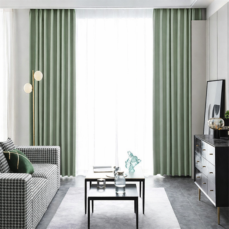 Anydrape Plain Green Luxury Curtains – Modern Textured Drapes for Living Room, Bedroom & Dining Decor