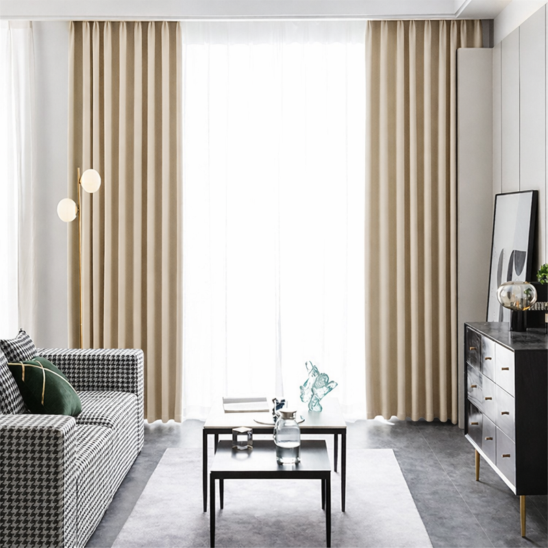 Anydrape Plain Beige Luxury Curtains – Modern Textured Drapes for Living Room, Bedroom & Dining Decor