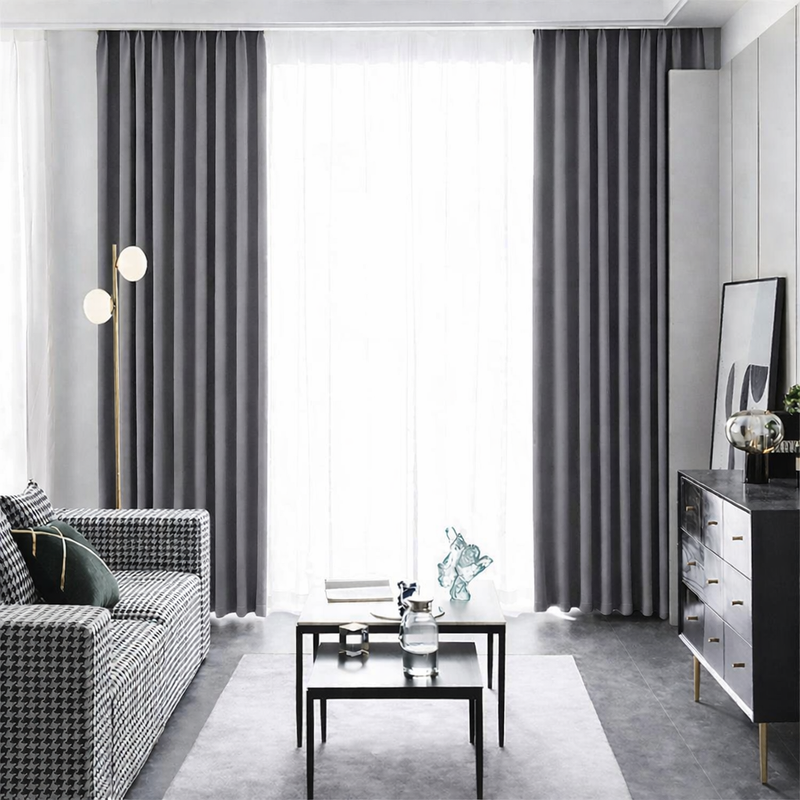 Anydrape Plain Grey Luxury Curtains – Modern Textured Drapes for Living Room, Bedroom & Dining Decor