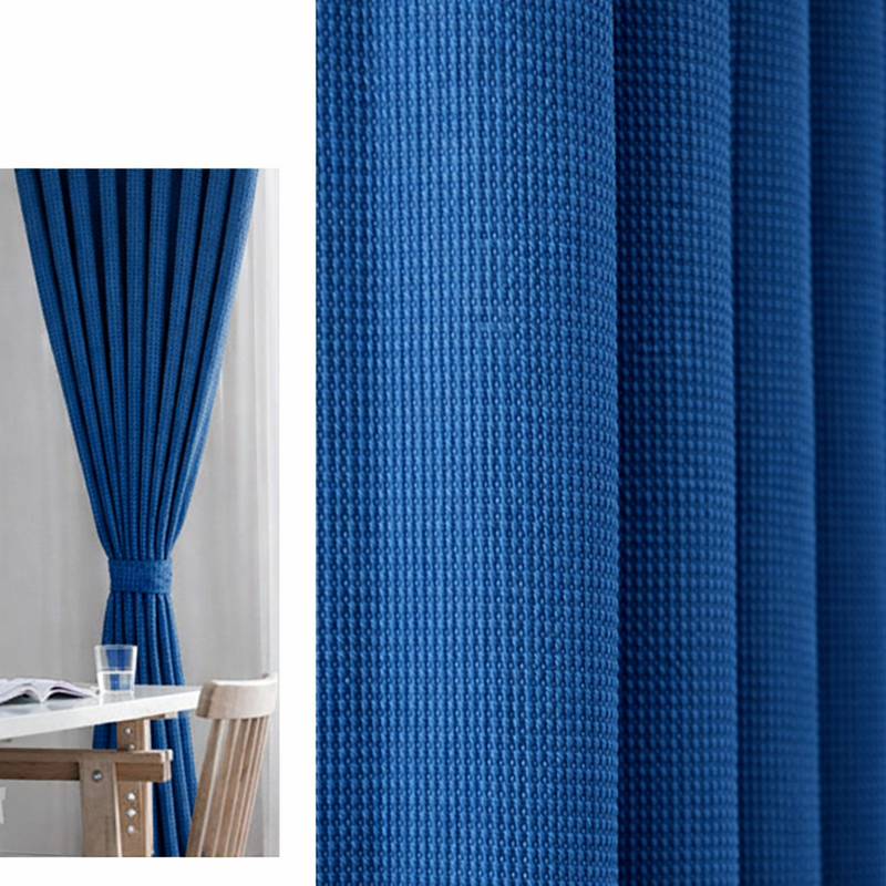 Anydrape Dark Blue Waffle Plaid Luxury Curtains – Modern Textured Drapes for Living Room, Bedroom & Dining Decor