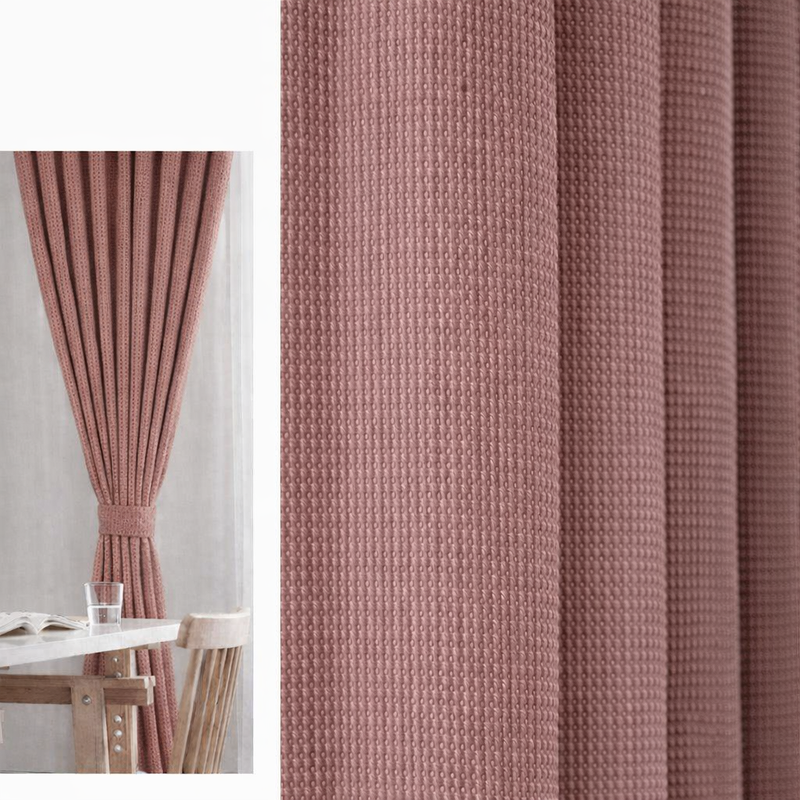 Anydrape Pink Waffle Plaid Luxury Curtains – Modern Textured Drapes for Living Room, Bedroom & Dining Decor