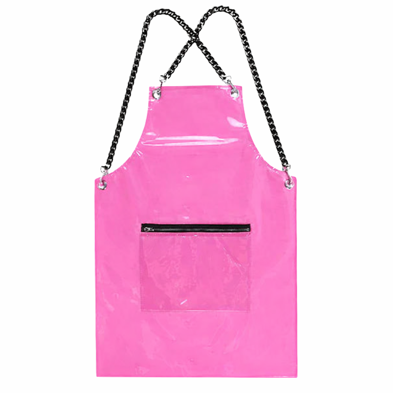 Anypron Waterproof Barber Apron – Pink Cross‑Back with 3 Pockets