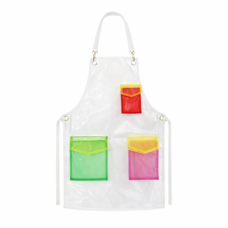 Anypron Waterproof Barber Apron – Green Red Cross‑Back with 3 Pockets