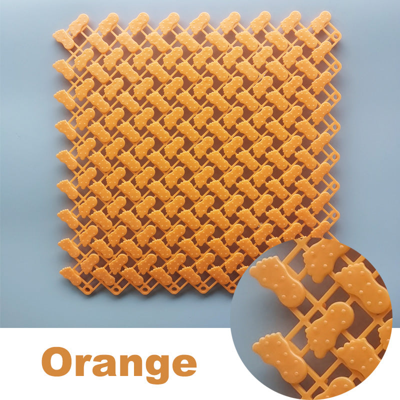 Anymat Splicing Mat Orange 25x25cm 20Pcs DIY Non Slip Bathroom Mat Mesh Drainage Massage Floor Carpet