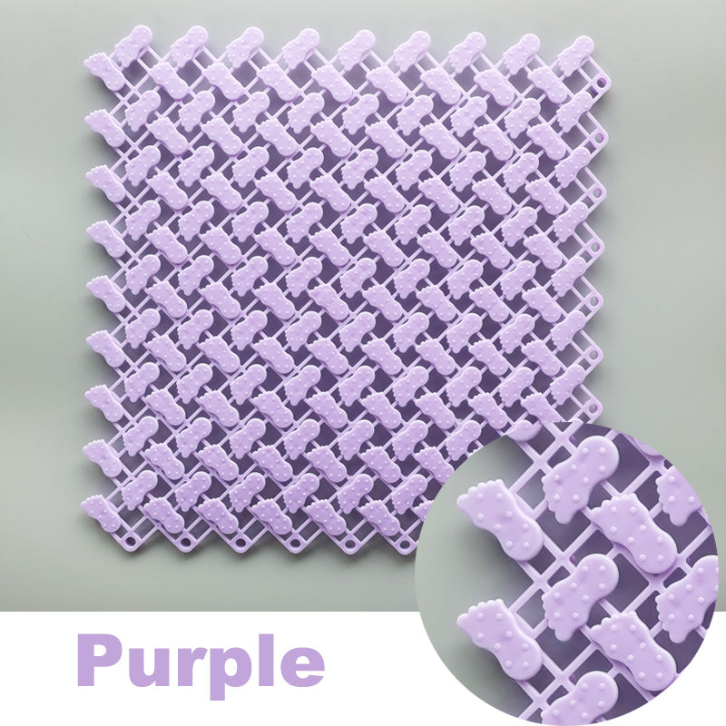 Anymat Splicing Mat Purple 25x25cm 1Pc DIY Non Slip Bathroom Mat Mesh Drainage Massage Floor Carpet