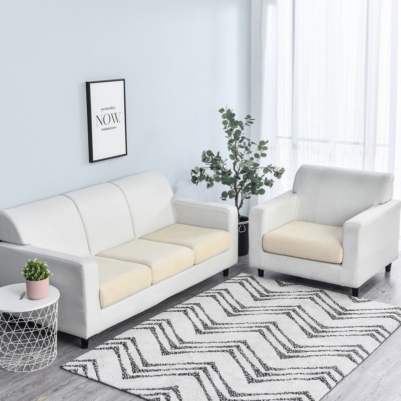 Anyseat Sofa Cover Beige Polyester Thick Stretchable Cushion For Living Room 1Pc Back Cushion