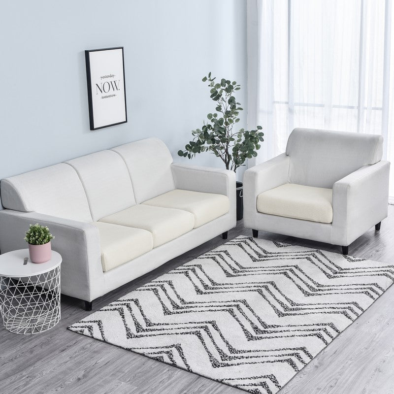 Anyseat Sofa Cover White Polyester Thick Stretchable Cushion For Living Room 1Pc Back Cushion