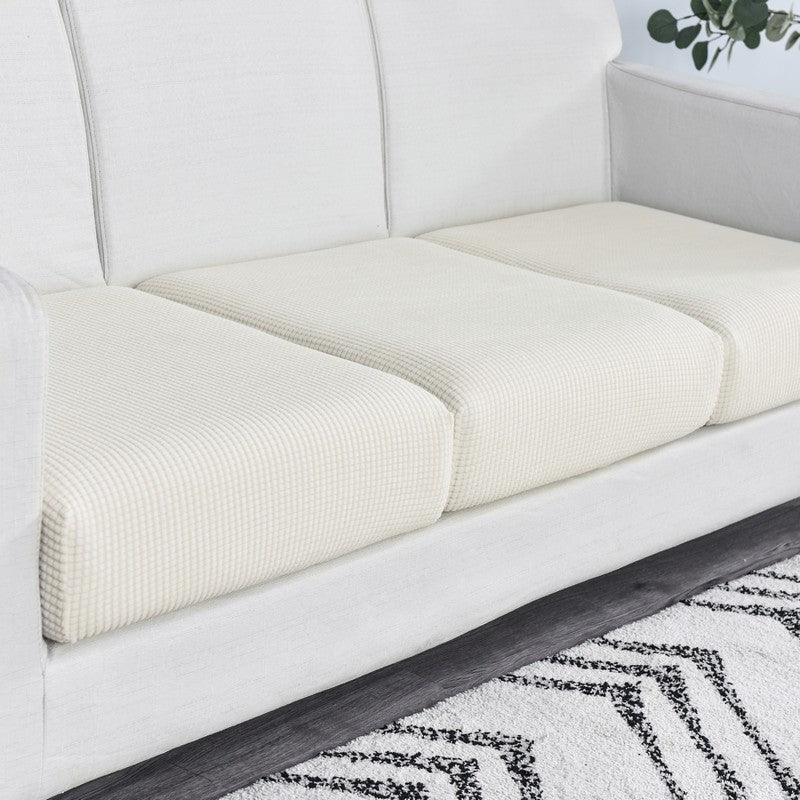 Anyseat Sofa Cover White Polyester Thick Stretchable Cushion For Living Room 1Pc Back Cushion