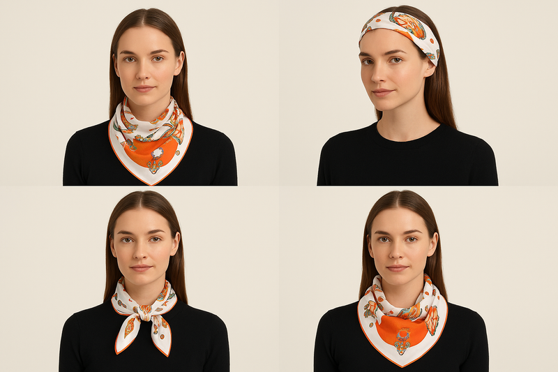Anyyou Fashion Premium Satin Square Scarf -Orange Silk- Feel Neckwrap for Women