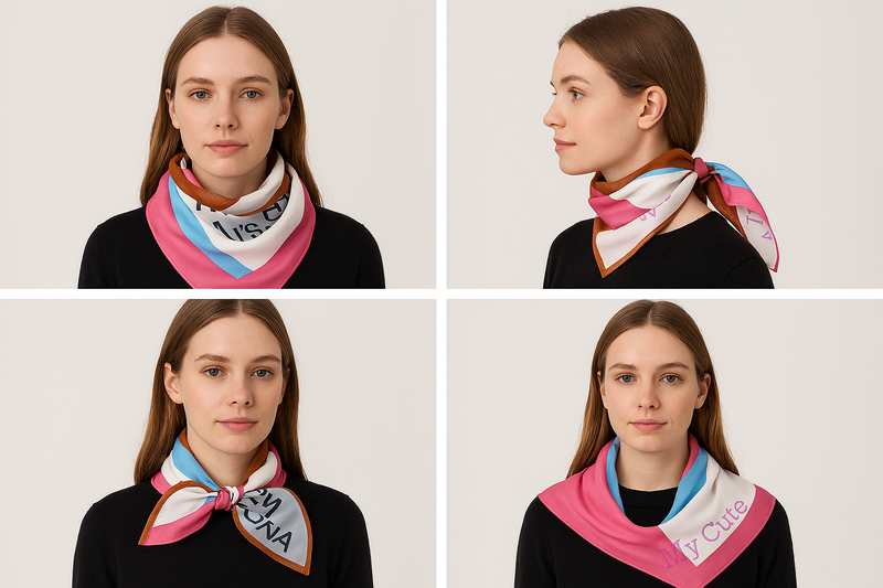 Anyyou Fashion Premium Satin Square Scarf -Dark Pink Silk- Feel Neckwrap for Women