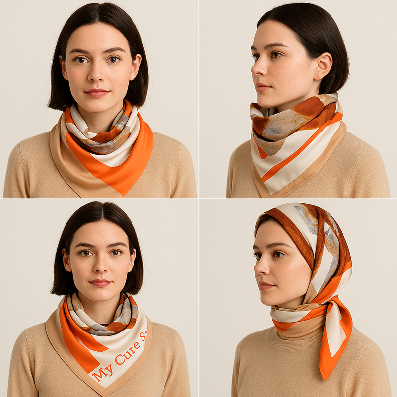 Anyyou Fashion Premium Satin Square Scarf -Khaki Silk Feel Neckwrap for Women