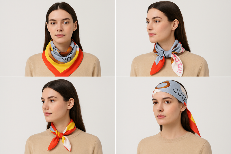 Anyyou Fashion Premium Satin Square Scarf -Orange Silk Feel Neckwrap for Women