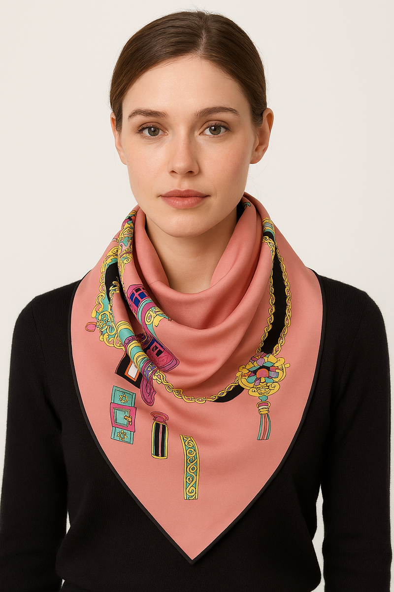 Anyyou Fashion Premium Satin Square Scarf –Pink Silk-Feel Neckwrap for Women