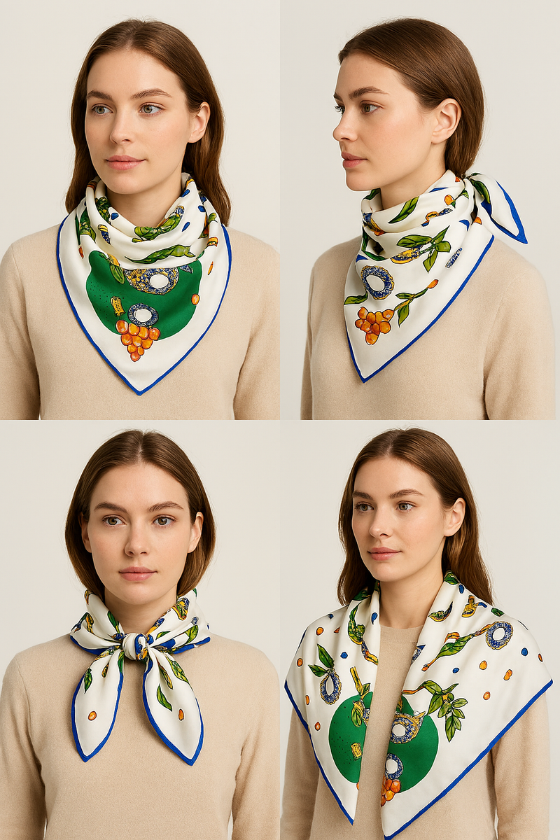 Anyyou Fashion Premium Satin Square Scarf -Green Silk-Feel Neckwrap for Women