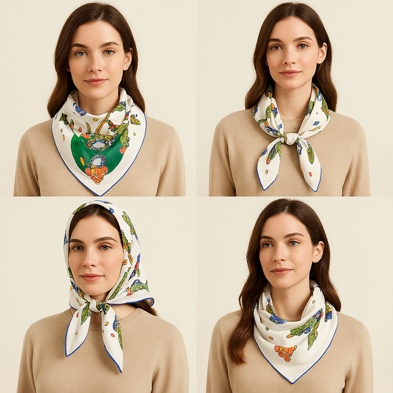 Anyyou Fashion Premium Satin Square Scarf -Green Silk-Feel Neckwrap for Women