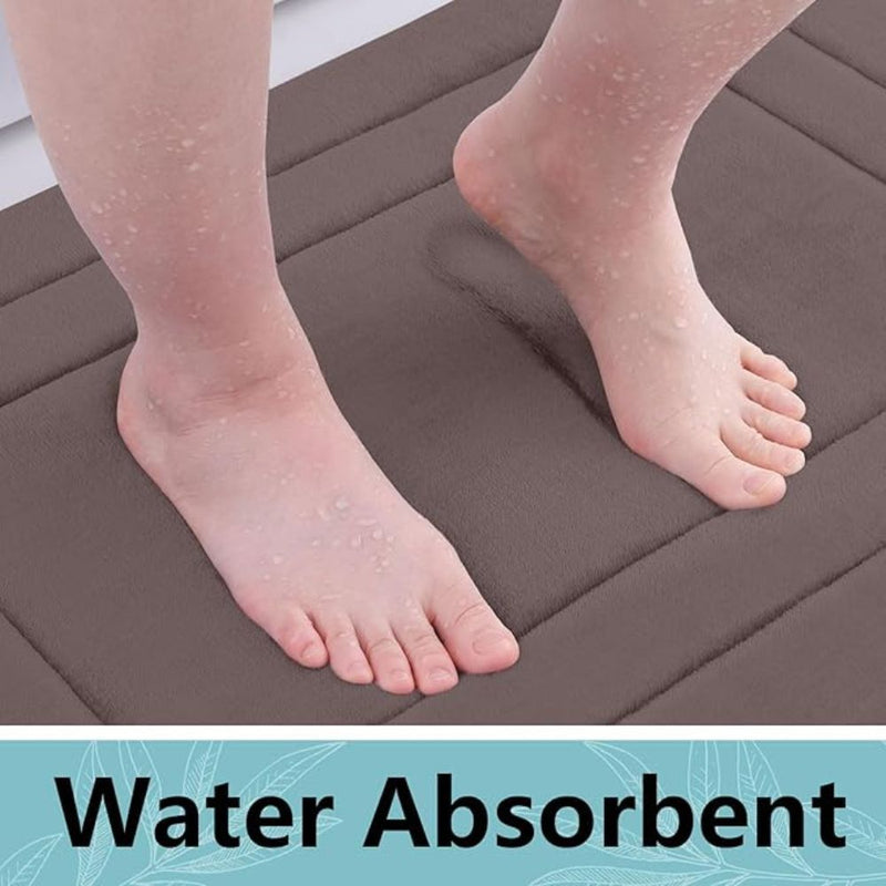 Anymat Doormat Navy Blue Double Frame Memory Foam Non Slip Dirt Trap Water Absorbing Mat