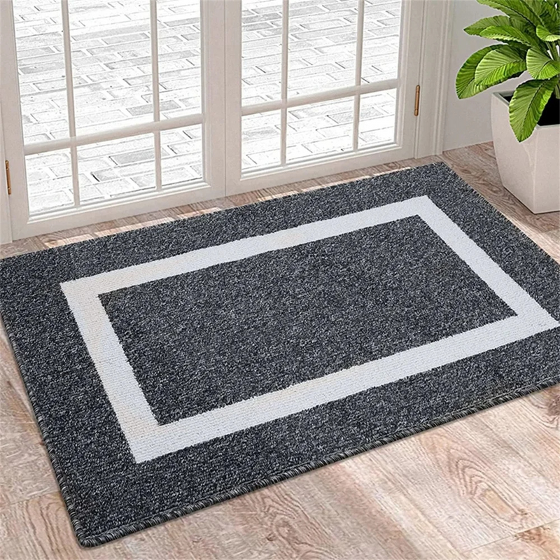Anymat Doormat Black Non Slip Dirt Resistant Mat For Kitchen And Bathroom