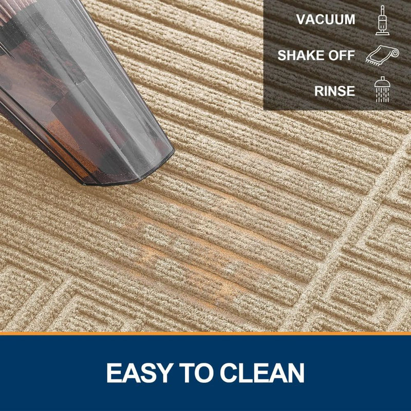 Anymat Doormat Black Rubber Frame Stripes Non Slip Dirt Trap Water Absorbing Mat