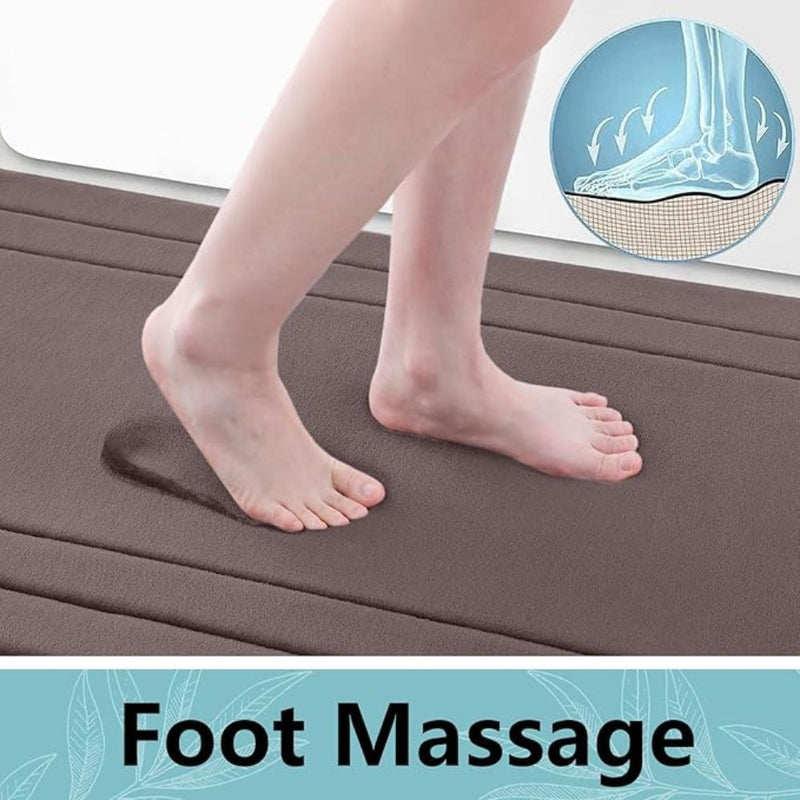 Anymat Doormat Navy Blue Double Frame Memory Foam Non Slip Dirt Trap Water Absorbing Mat