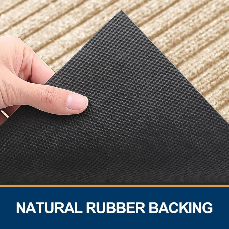 Anymat Doormat Black Rubber Frame Stripes Non Slip Dirt Trap Water Absorbing Mat