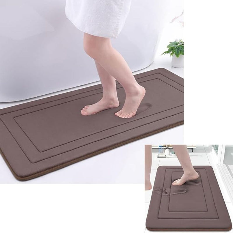 Anymat Doormat Navy Blue Double Frame Memory Foam Non Slip Dirt Trap Water Absorbing Mat