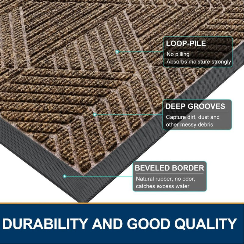 Anymat Doormat Red Geometric Rubber Non Slip Dirt Trap Absorbent Mat